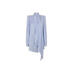 Balmain Jurk met slangenleren zijden stropdas , Blue , Dames , Maat: XS