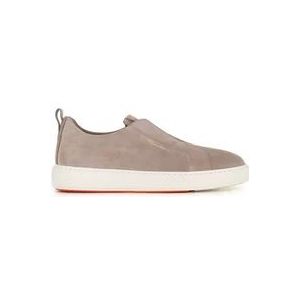 Santoni Grijze Suède Ronde Neus Sneakers , Gray , Heren , Maat: 44 EU