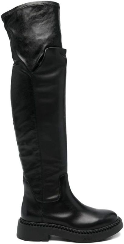 ASH - Maxim Over-the-knee Laars - Zwart - Leer