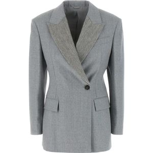 Brunello Cucinelli, Dames, Jassen, Grijs, Maat: XL Zijde,