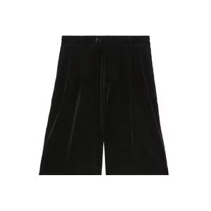 Gucci Zwarte Shorts van Stretch Fluweel met Zakken , Black , Heren , Maat: S