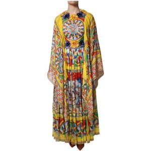 Dolce & Gabbana - Kaftan Twill Jurk - Multicolor - 100% Zijde