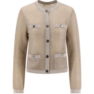 Tory Burch, Dames, Truien, Beige, Maat: L Polyamide,