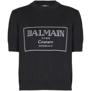 Balmain Couture tweekleurige gebreide top , Black , Dames , Maat: S