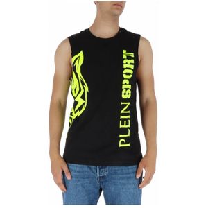 Plein Sport, Heren, Tops, Zwart, Maat: M Katoen,