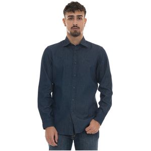 Harmont & Blaine, Heren, Overhemden, Blauw, Maat: S Katoen,