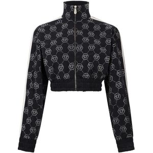Philipp Plein, Dames, Sweatshirts & Hoodies, Zwart, Maat: XS Fleece,