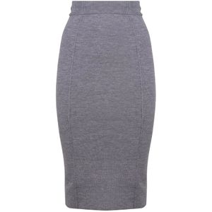 Pinko, Dames, Rokken, Grijs, Maat: L Wol,
