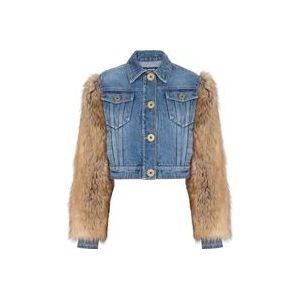 Balmain Denim- en imitatiebontjas , Blue , Dames , Maat: M