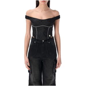 Misbhv, Dames, Tops, Zwart, Maat: XL Nylon,