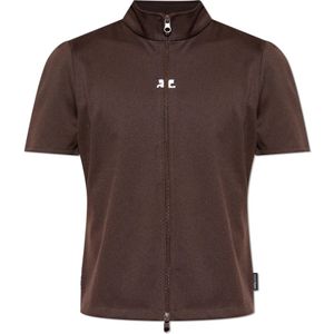 Courrèges, Heren, Sweatshirts & Hoodies, Bruin, Maat: M Leer,