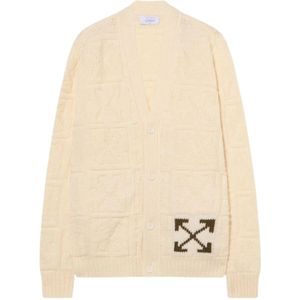 Off White, Heren, Truien, Beige, Maat: M Wol,