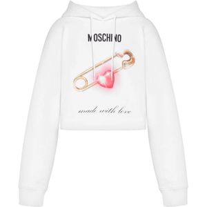 Moschino Couture - Hoodie - Wit - Safety Pin Heart Graphic