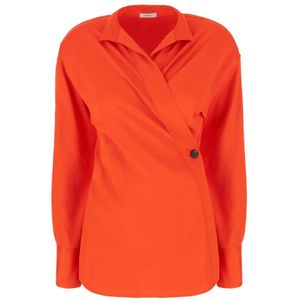 Ferragamo, Dames, Blouses & Shirts, Oranje, Maat: S Viscose,