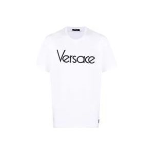 Versace Geborduurd T-shirt met eerbetoon , White , Heren , Maat: M
