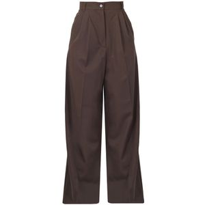 Weekend Max Mara, Dames, Broeken, Bruin, Maat: XS Wol,