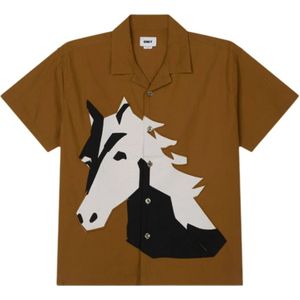 Obey, Heren, Overhemden, Bruin, Maat: S Katoen,