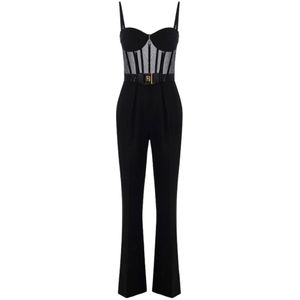 Elisabetta Franchi, Dames, Jumpsuits & Playsuits, Zwart, Maat: XS Leer,