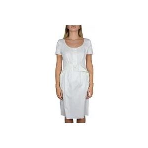 Prada Midi-jurk met golf- en knoopontwerp , White , Dames , Maat: L