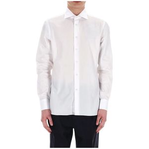 Borriello Napoli, Heren, Overhemden, Wit, Maat: S Leer,