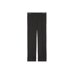 Gucci Zwarte Wollen Broek met Rechte Pijpen , Black , Dames , Maat: XS