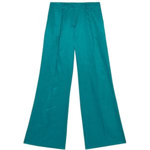 Oltre, Dames, Broeken, Blauw, Maat: S Linnen,