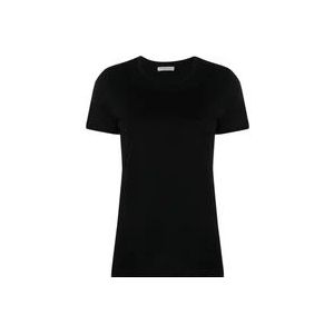 Moncler SS T-Shirt Zwart Katoen Casual Stijl , Black , Dames , Maat: S