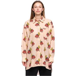 White, Dames, Blouses & Shirts, Roze, Maat: S Poliester,