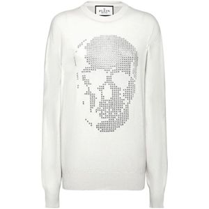 Philipp Plein - Ronde Hals - Trui - Wit - Wol