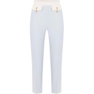 Elisabetta Franchi, Dames, Broeken, Blauw, Maat: S Poliester,