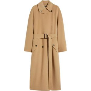 Weekend Max Mara, Dames, Mantels, Bruin, Maat: 4XS Wol,