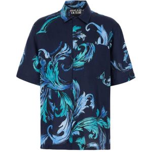 Versace Jeans Couture, Heren, Overhemden, Blauw, Maat: S Viscose,