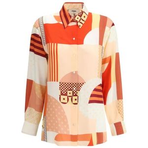 Fendi, Dames, Blouses & Shirts, Veelkleurig, Maat: S Zijde,