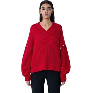 Sportmax, Dames, Truien, Rood, Maat: L Wol,