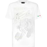 Plein Sport - T-Shirt - Wit - Ronde Hals - Tijgerprint - Katoen