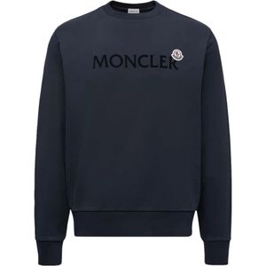 Moncler, Heren, Sweatshirts & Hoodies, Blauw, Maat: S Katoen,