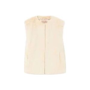 Twinset Mouwloos vest van imitatiebont , Beige , Dames , Maat: M