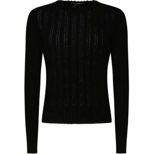 Dolce & Gabbana - Katoenmix Pullover - Zwart - Ronde Hals - Extra Lange Mouwen
