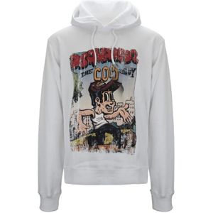Dsquared2, Heren, Sweatshirts & Hoodies, Wit, Maat: L Katoen,