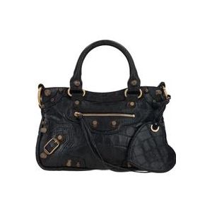 Balenciaga Cagole Kleine Tas met Krokodillenhuid Effect , Black , Dames , Maat: ONE Size