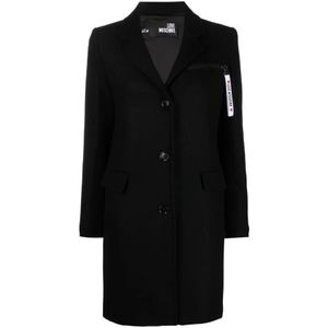 Love Moschino, Dames, Mantels, Zwart, Maat: S Wol,