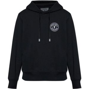 Versace Jeans Couture, Heren, Sweatshirts & Hoodies, Zwart, Maat: 2XL Katoen,