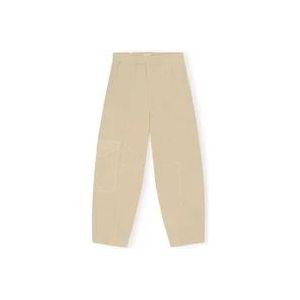 Ganni Stijlvolle Wijde Cargo Broek , Beige , Dames , Maat: S