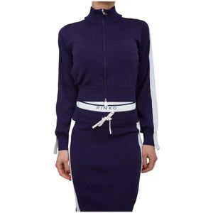 Pinko, Dames, Sweatshirts & Hoodies, Blauw, Maat: L Viscose,