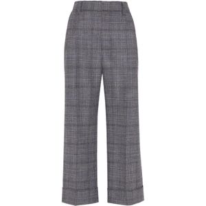 Brunello Cucinelli, Dames, Broeken, Grijs, Maat: M Wol,