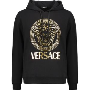 Versace, Heren, Sweatshirts & Hoodies, Zwart, Maat: S Katoen,