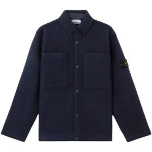 Stone Island, Heren, Jassen, Blauw, Maat: L Wol,