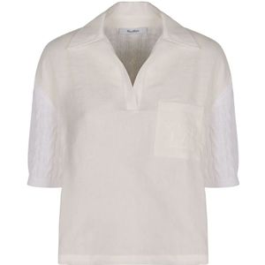 Max Mara, Dames, Tops, Wit, Maat: L Linnen,