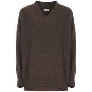 Brunello Cucinelli, Dames, Truien, Bruin, Maat: XS Zijde,