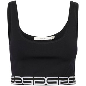 Gestuz, Dames, Tops, Zwart, Maat: M Polyamide,